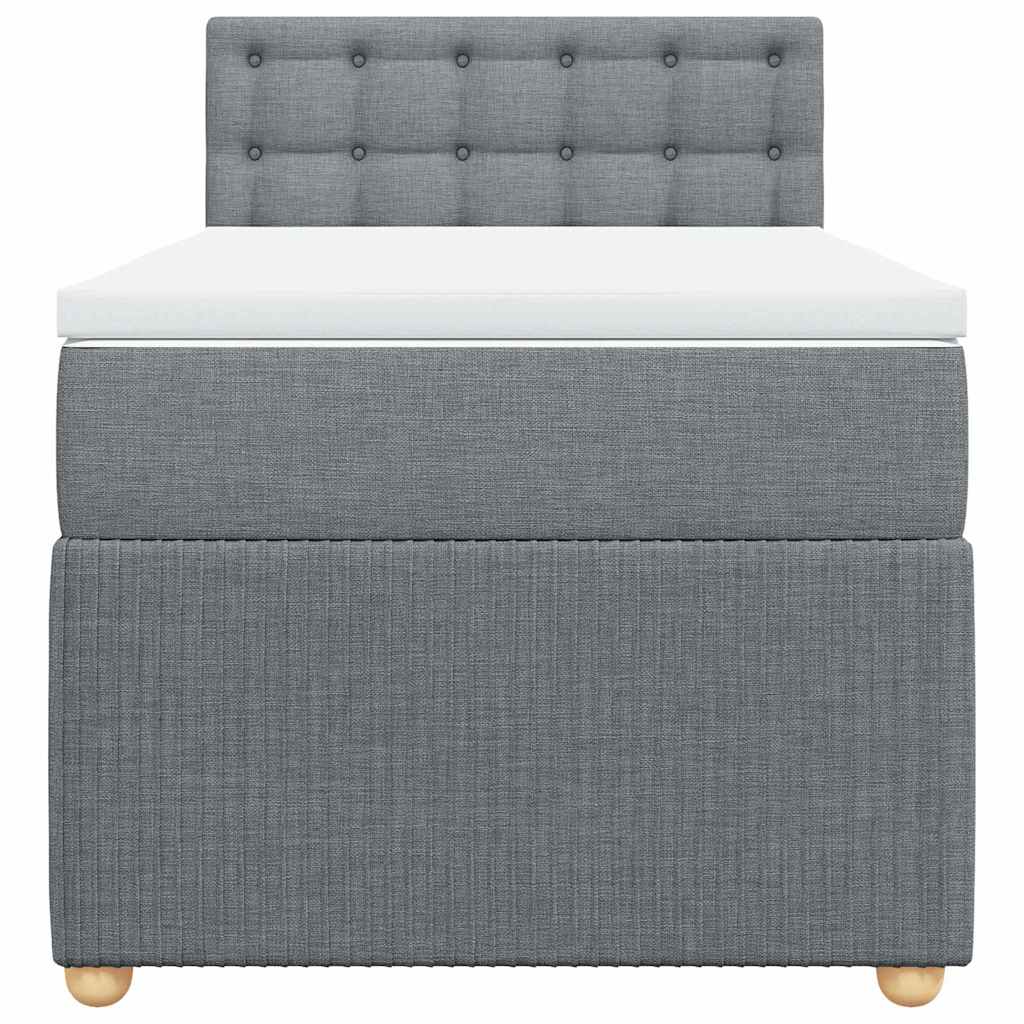 Boxspringbett mit Matratze Hellgrau 100x200 cm Stoff
