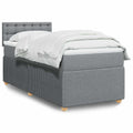 Boxspringbett mit Matratze Hellgrau 100x200 cm Stoff