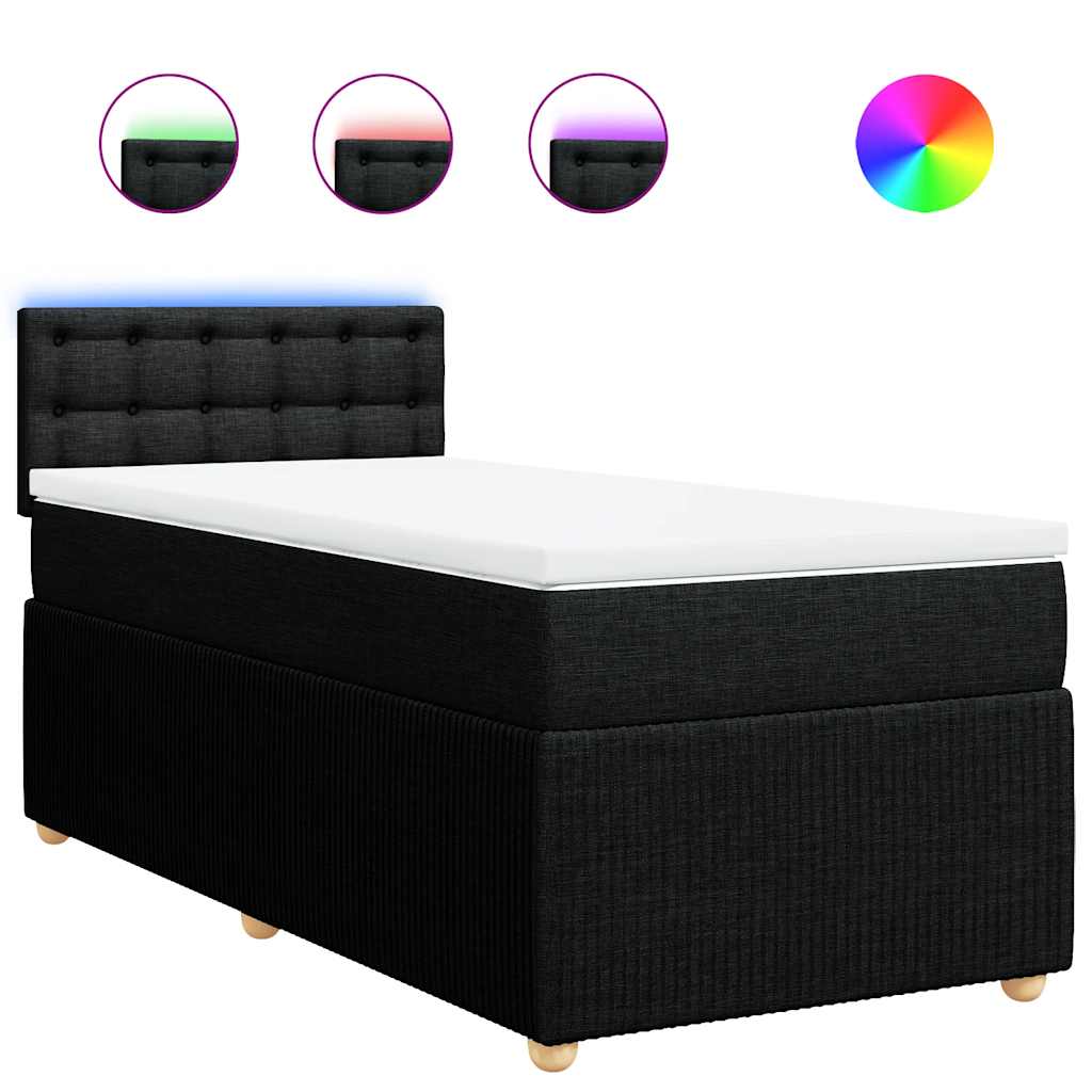 Boxspringbett mit Matratze Schwarz 100x200 cm Stoff