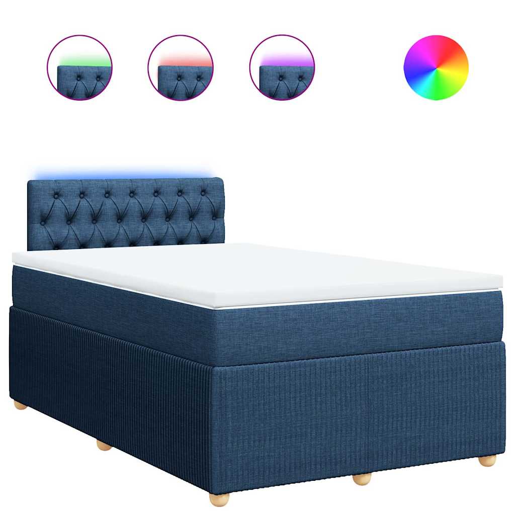 Boxspringbett mit Matratze Blau 120x200 cm Stoff