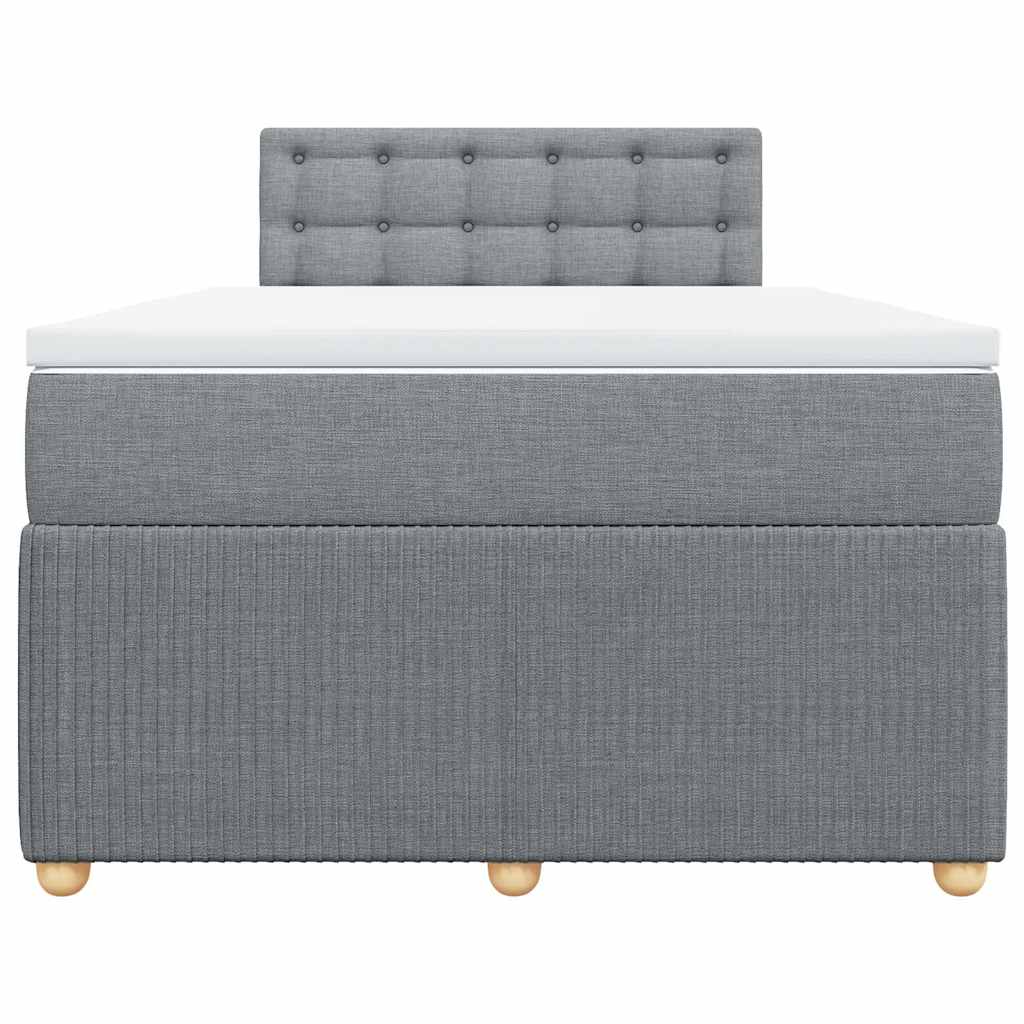 Boxspringbett mit Matratze Hellgrau 120x200 cm Stoff