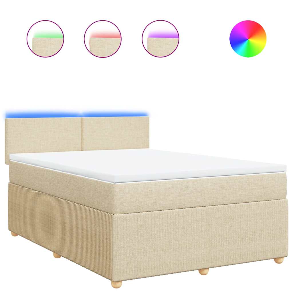 Boxspringbett mit Matratze Creme 140x190 cm Stoff