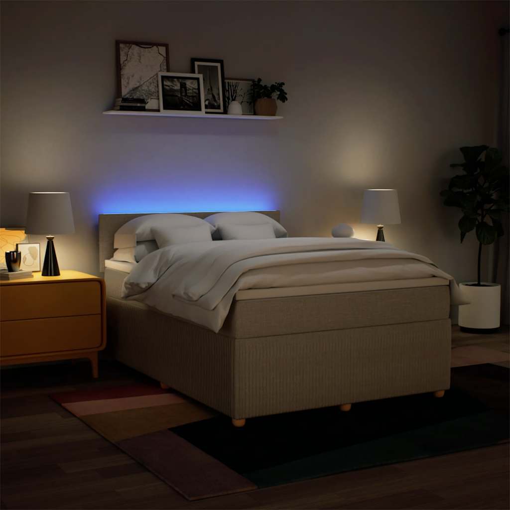 Boxspringbett mit Matratze Creme 140x190 cm Stoff