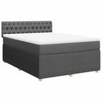 Boxspringbett mit Matratze Dunkelgrau 140x190 cm Stoff