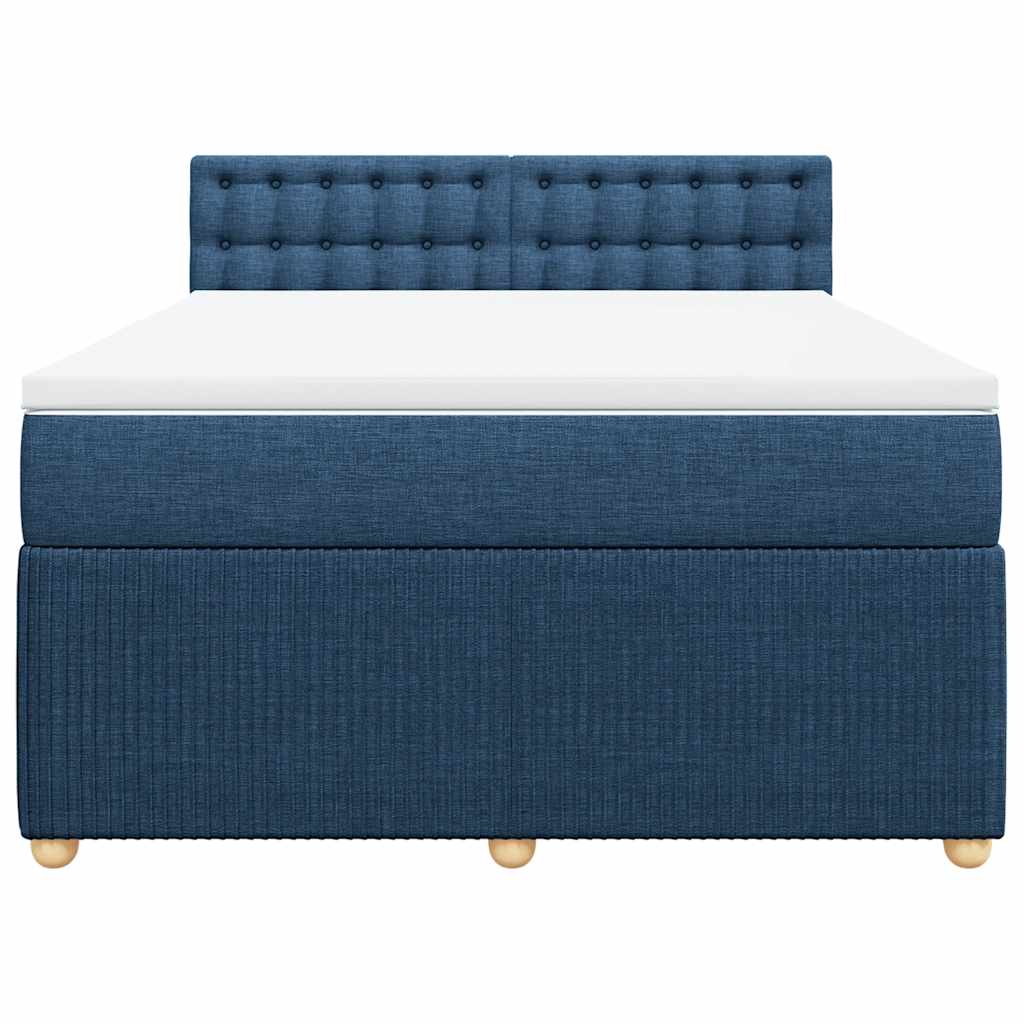 Boxspringbett mit Matratze Blau 140x190 cm Stoff
