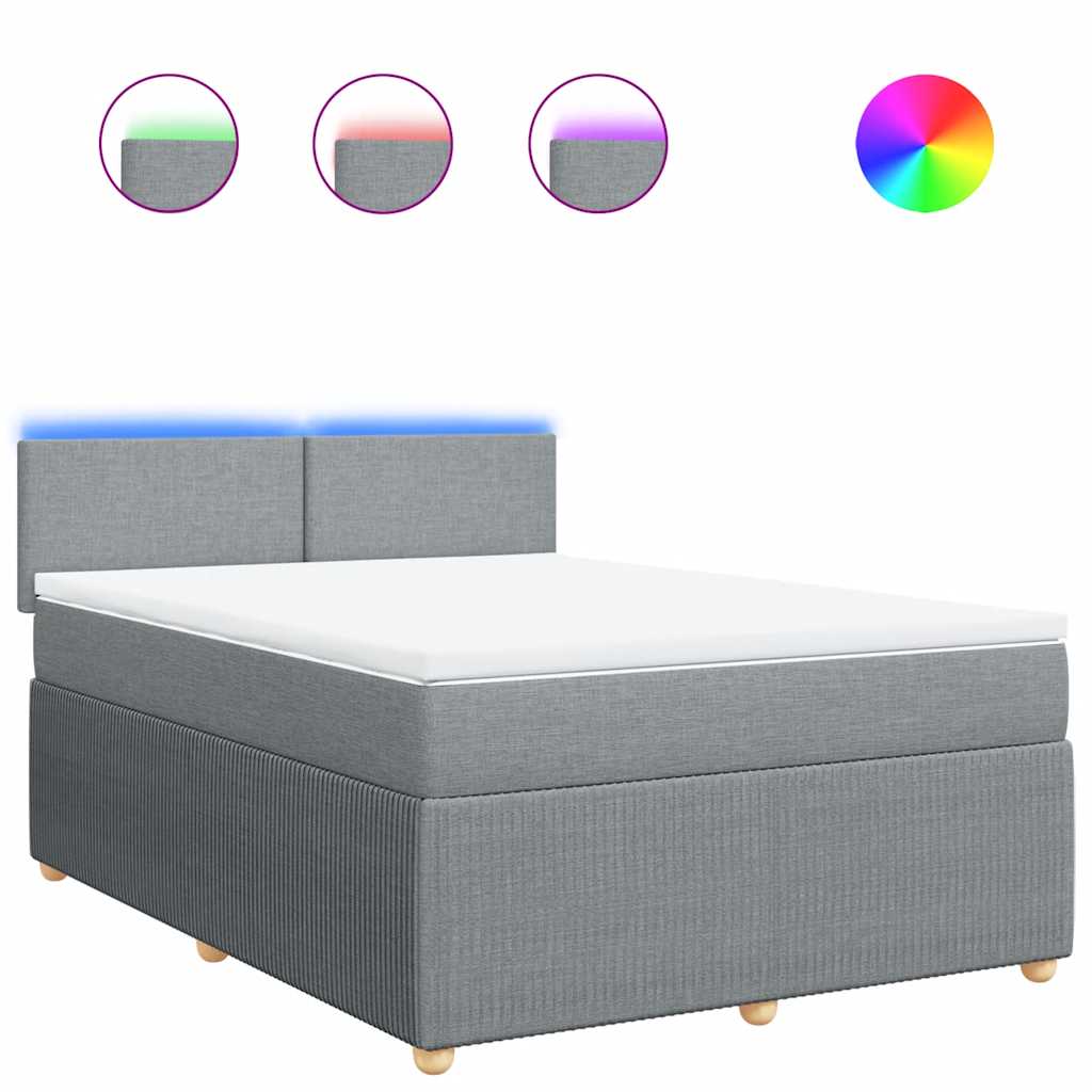 Boxspringbett mit Matratze Hellgrau 140x200 cm Stoff