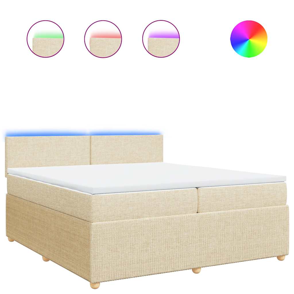 Boxspringbett mit Matratze Creme 200x200 cm Stoff