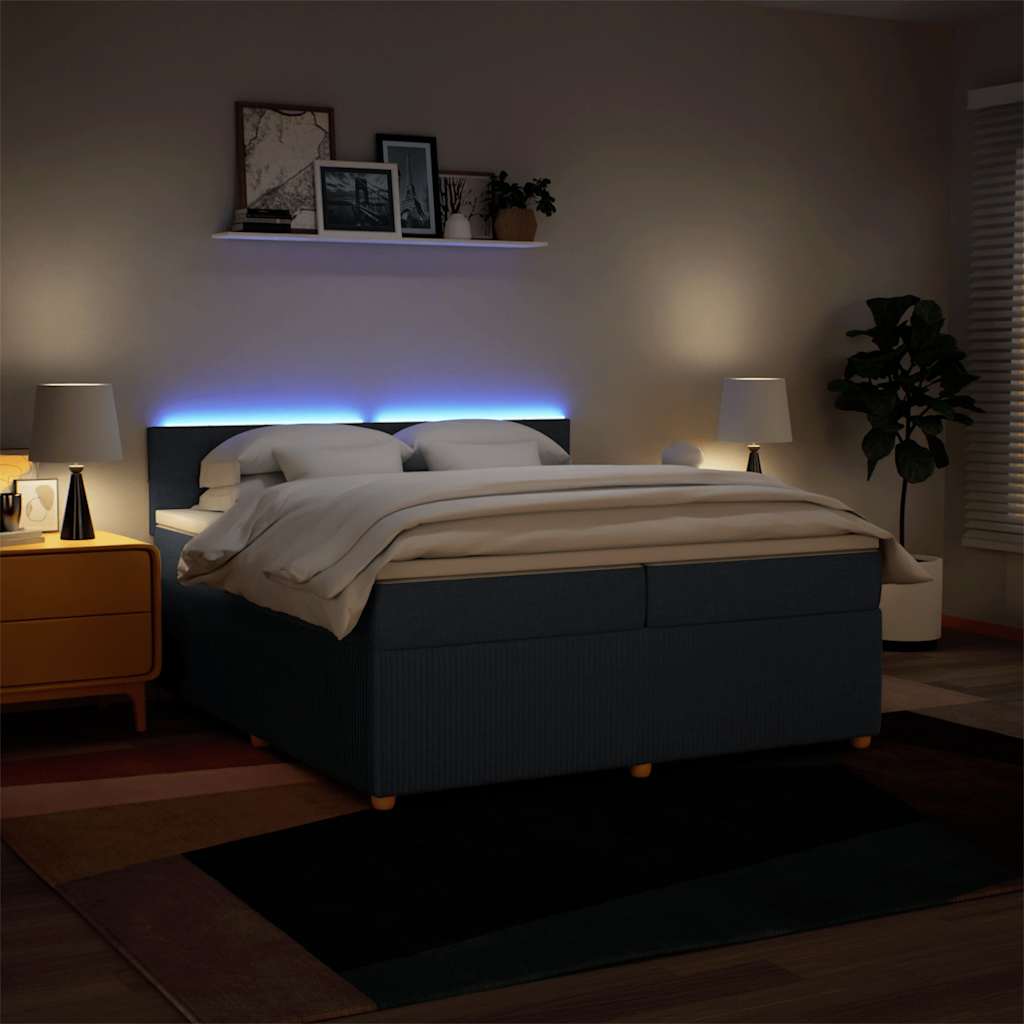 Boxspringbett mit Matratze Blau 200x200 cm Stoff