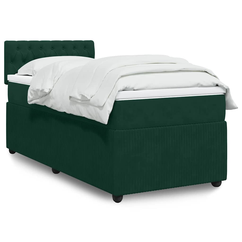 Boxspringbett mit Matratze Dunkelgrün 80x200 cm Samt