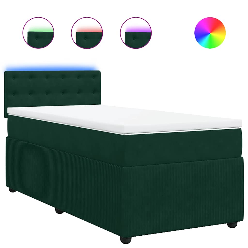 Boxspringbett mit Matratze Dunkelgrün 80x200 cm Samt