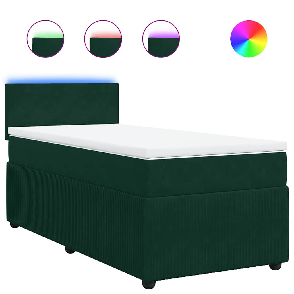 Boxspringbett mit Matratze Dunkelgrün 90x190 cm Samt
