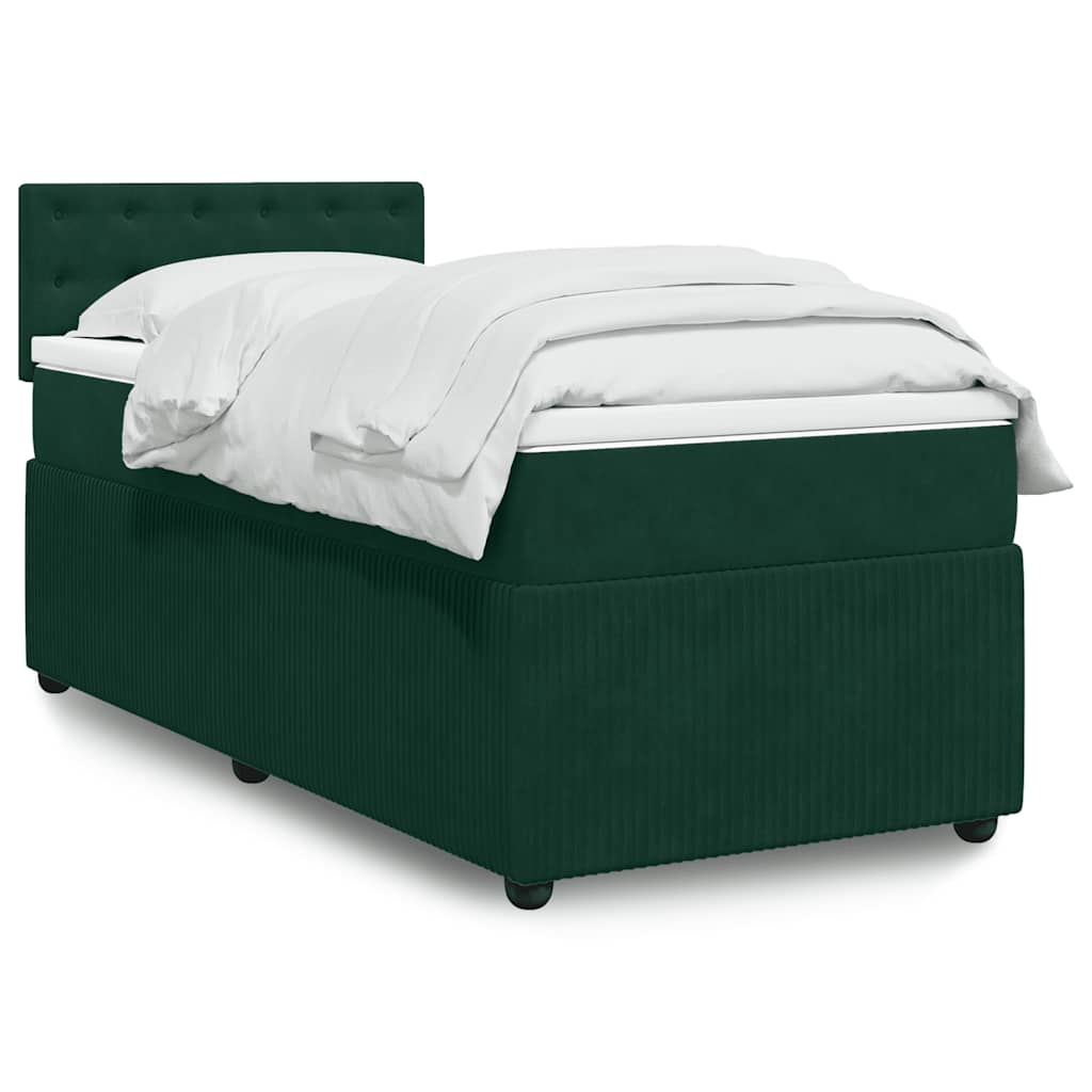 Boxspringbett mit Matratze Dunkelgrün 90x200 cm Samt