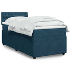 Boxspringbett mit Matratze Blau 90x200 cm Samt