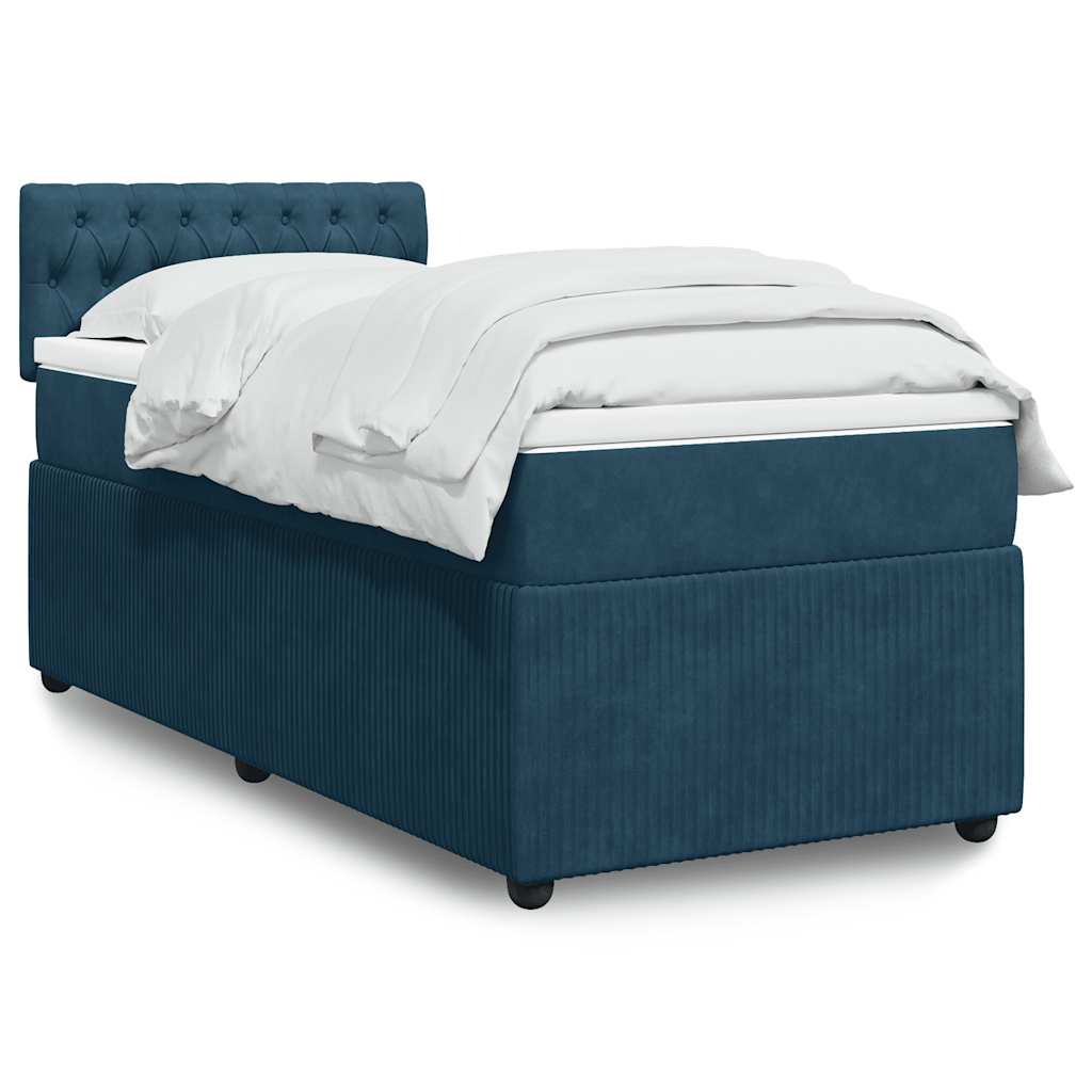 Boxspringbett mit Matratze Blau 90x200 cm Samt