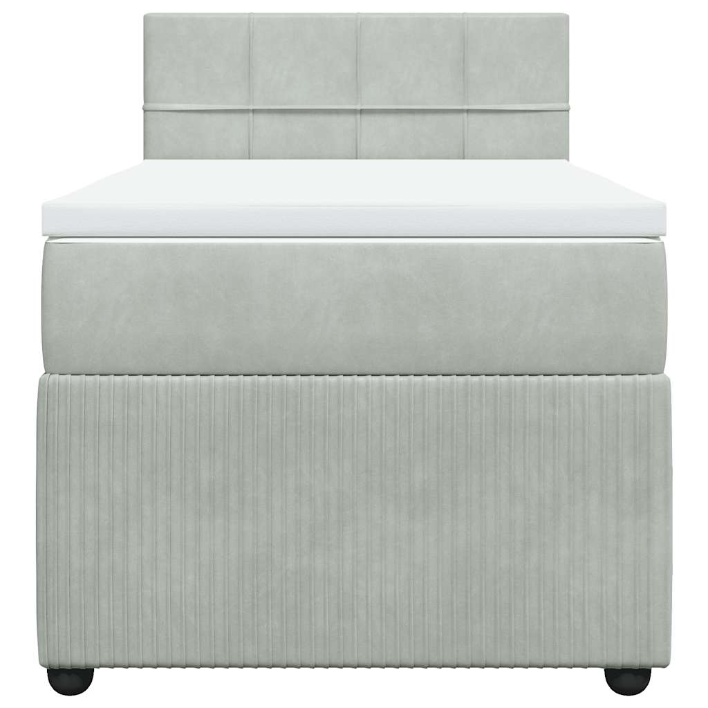 Boxspringbett mit Matratze Hellgrau 100x200 cm Samt