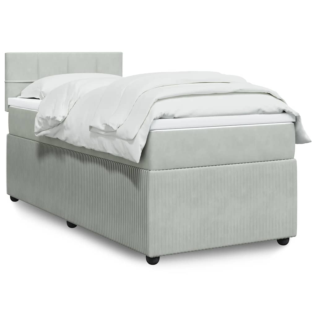 Boxspringbett mit Matratze Hellgrau 100x200 cm Samt