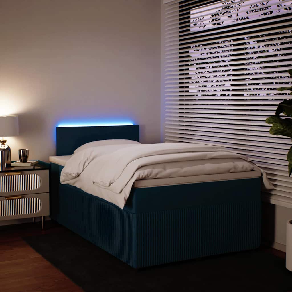 Boxspringbett mit Matratze Blau 120x200 cm Samt