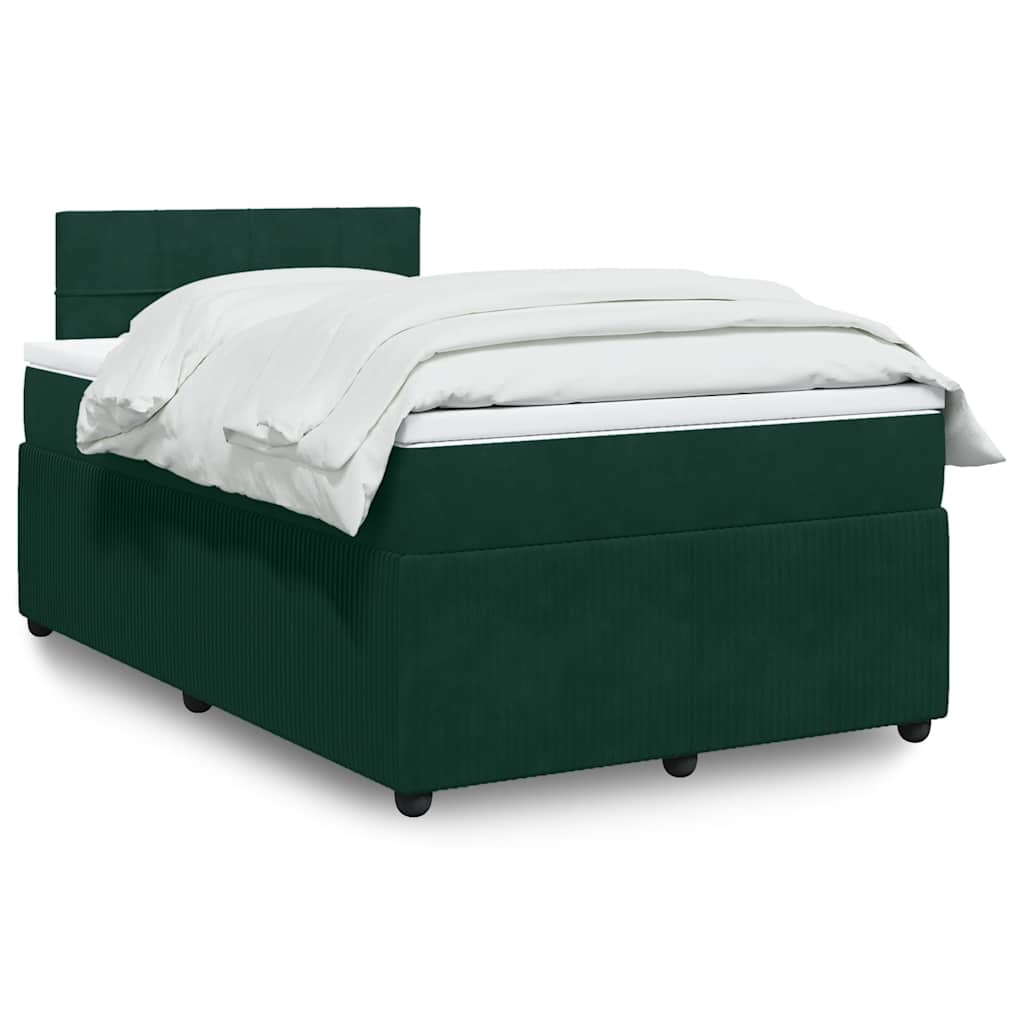 Boxspringbett mit Matratze Dunkelgrün 120x200 cm Samt