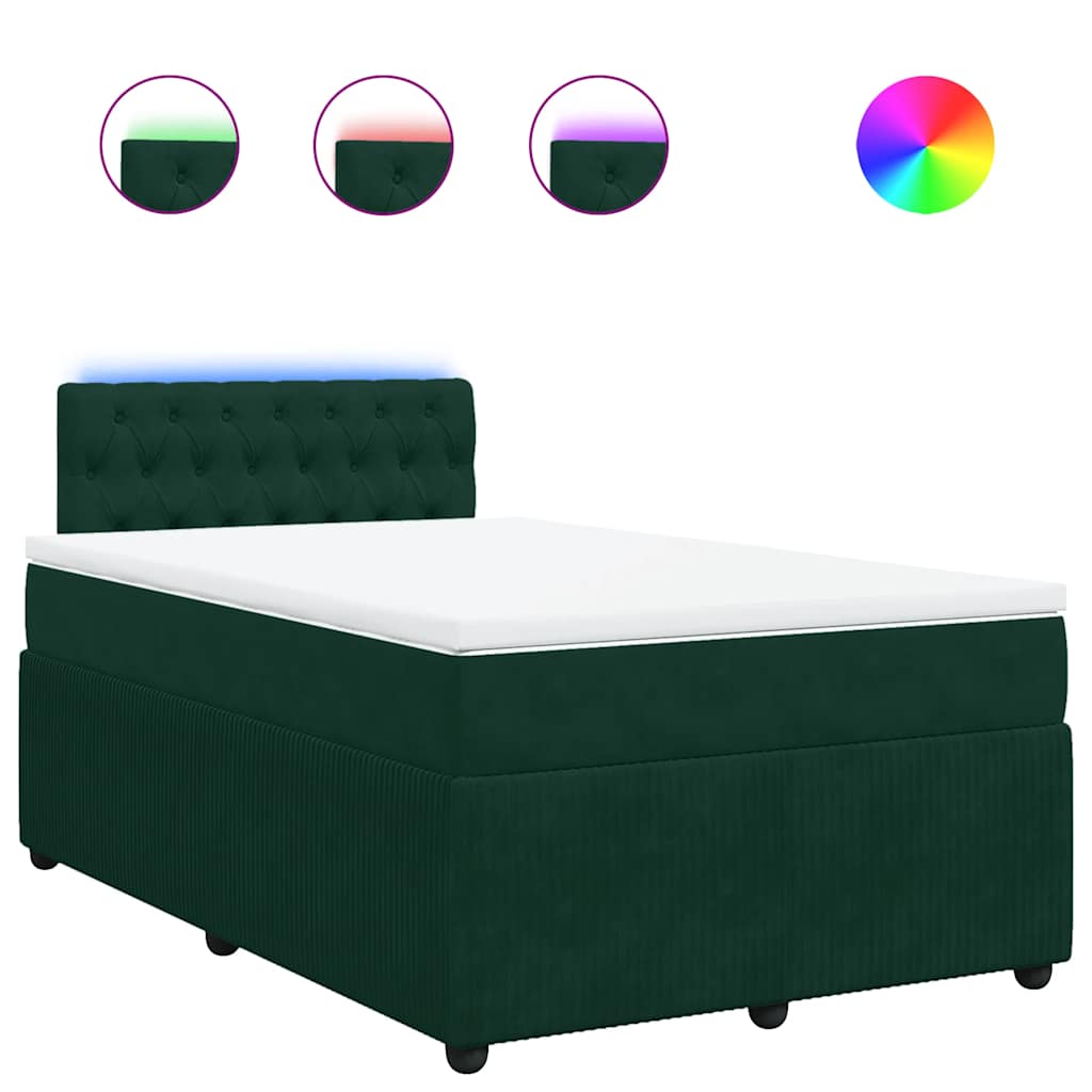 Boxspringbett mit Matratze Dunkelgrün 120x200 cm Samt