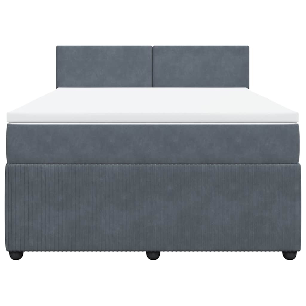Boxspringbett mit Matratze Dunkelgrau 140x190 cm Samt