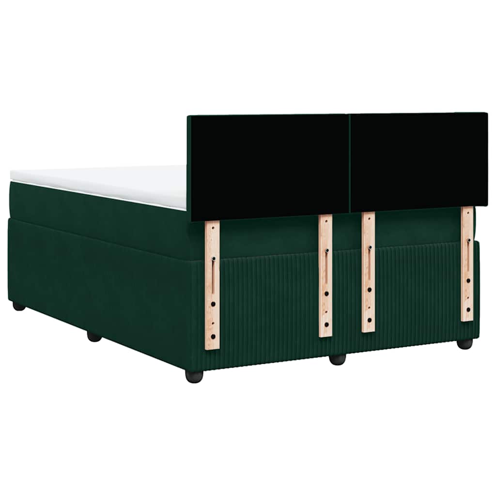 Boxspringbett mit Matratze Dunkelgrün 140x190 cm Samt