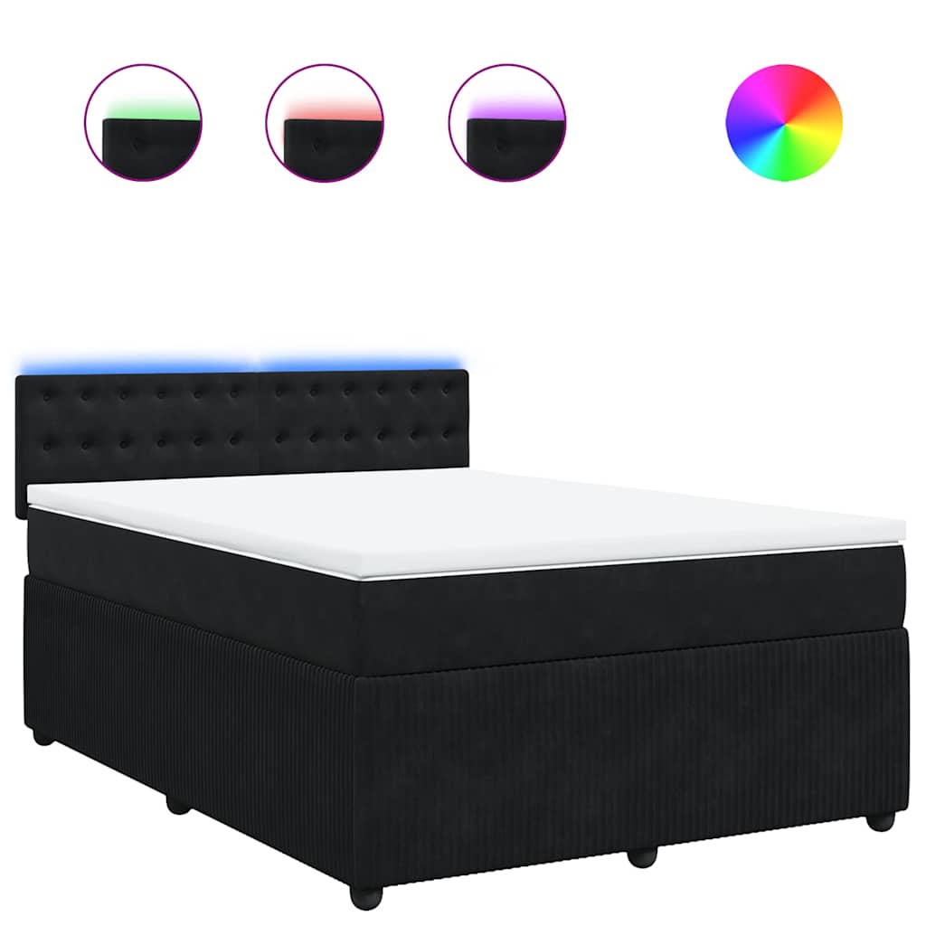Boxspringbett mit Matratze Schwarz 140x190 cm Samt