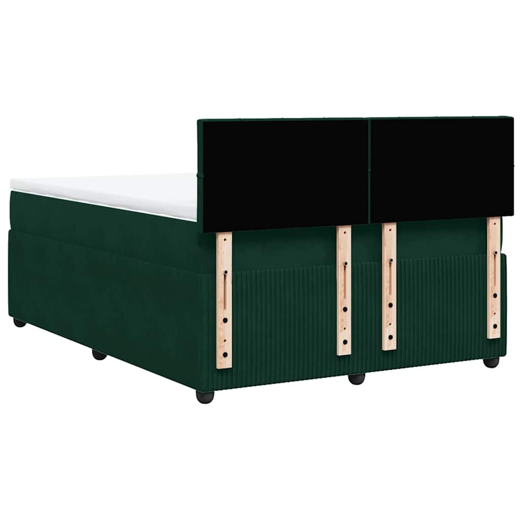 Boxspringbett mit Matratze Dunkelgrün 140x200 cm Samt