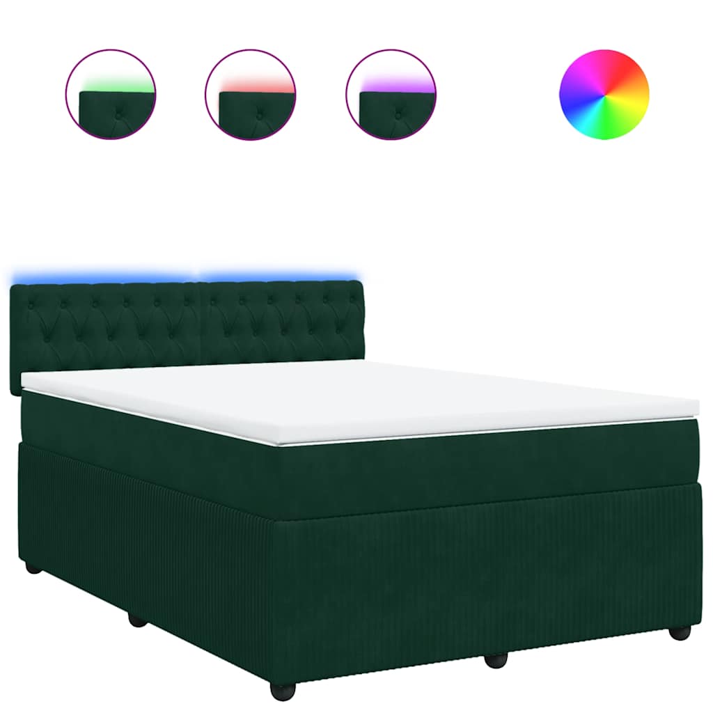 Boxspringbett mit Matratze Dunkelgrün 140x200 cm Samt