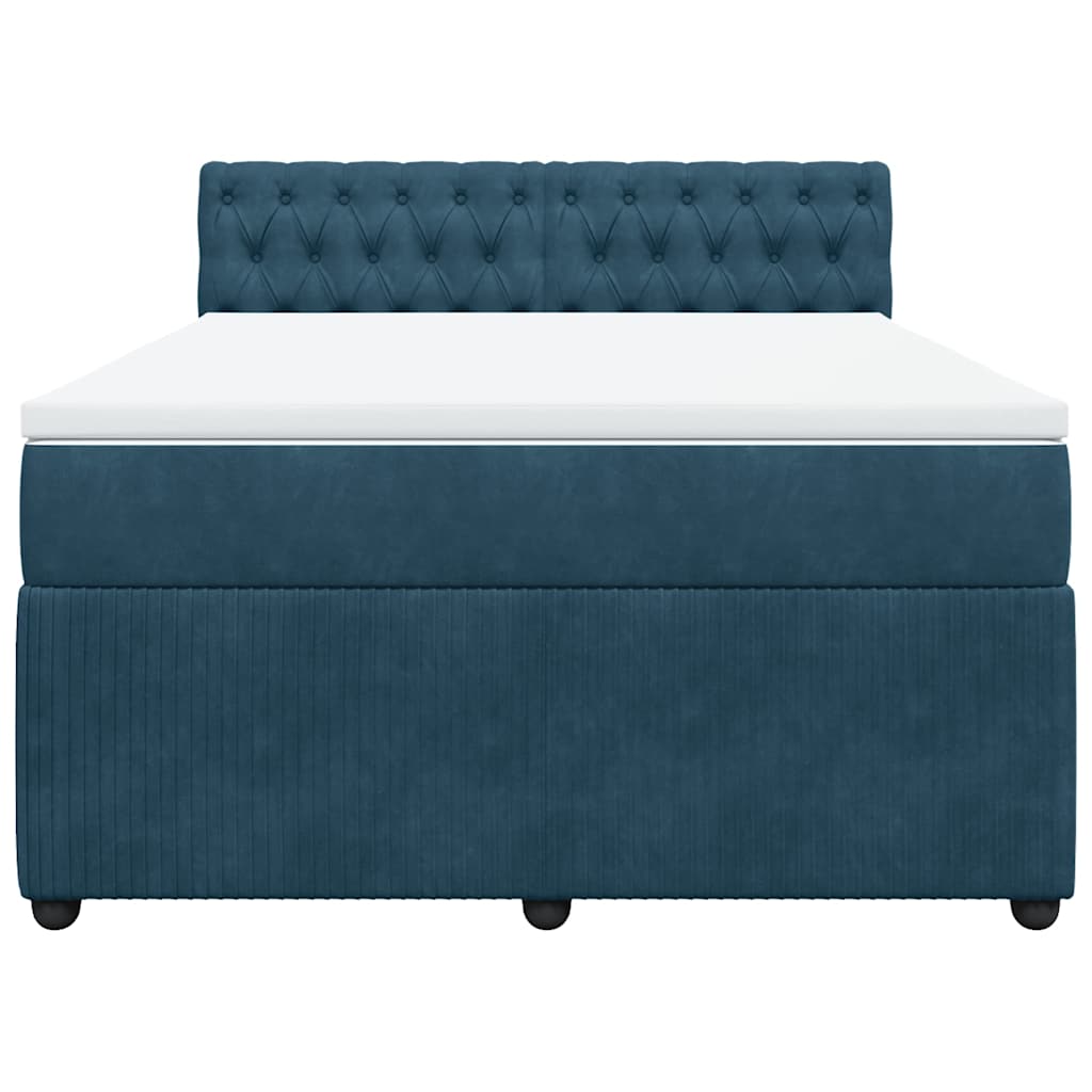 Boxspringbett mit Matratze Blau 140x200 cm Samt