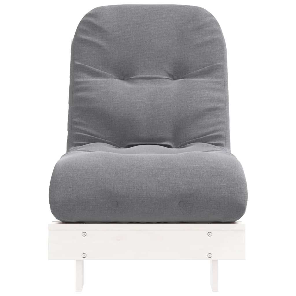 Futon Schlafsofa mit Matratze Weiß 60x206x11 Massivholz Kiefer