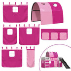 Etagenbett mit Rutsche und Gardinen Rosa 90x200 cm