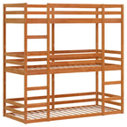 Dreifach-Etagenbett Wachsbraun 80x200 cm Massivholz Kiefer