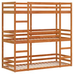 Dreifach-Etagenbett Wachsbraun 90x200 cm Massivholz Kiefer