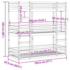 Dreifach-Etagenbett Wachsbraun 90x190 cm Massivholz Kiefer