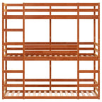 Dreifach-Etagenbett Wachsbraun 75x190 cm Massivholz Kiefer