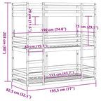 Dreifach-Etagenbett Wachsbraun 75x190 cm Massivholz Kiefer