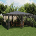 Partyzelt mit 8 Mesh-Seitenteilen Anthrazit 4x4 m HDPE