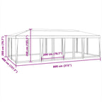 Partyzelt mit 12 Mesh-Seitenteilen Weiß 8x4 m HDPE