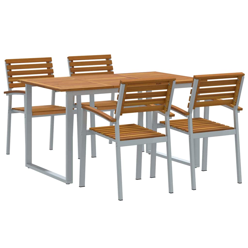 Garten Essgruppe 5 pcs Grau Massivholz Akazie