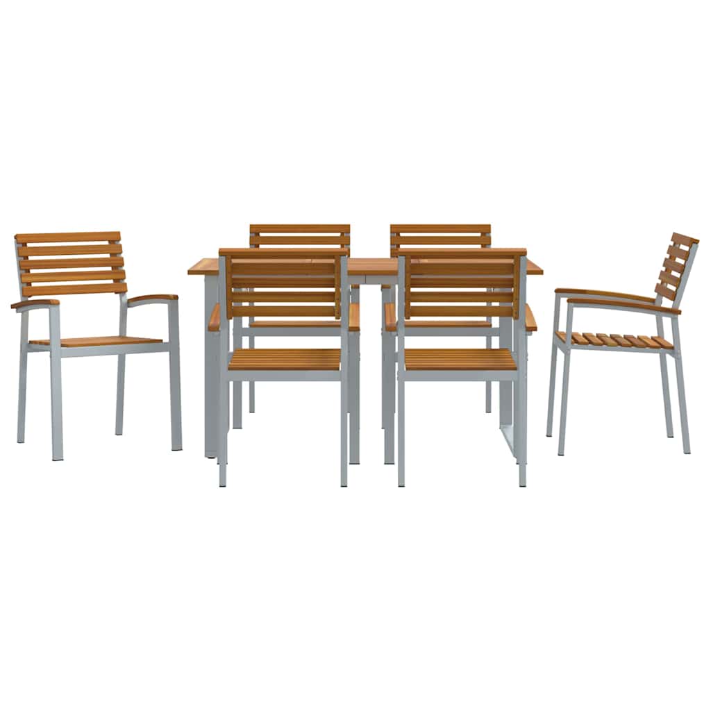 Garten Essgruppe 7 pcs Grau Massivholz Akazie