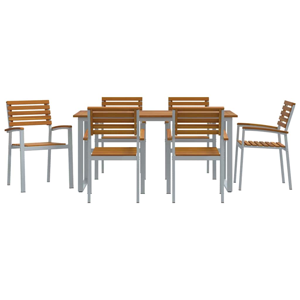 Garten Essgruppe 7 pcs Grau Massivholz Akazie