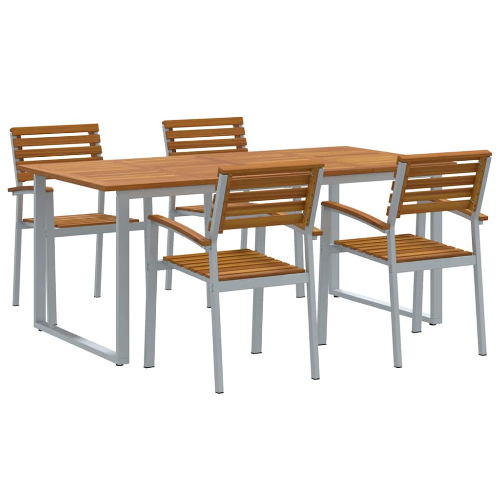 Garten Essgruppe 5 pcs Grau Massivholz Akazie