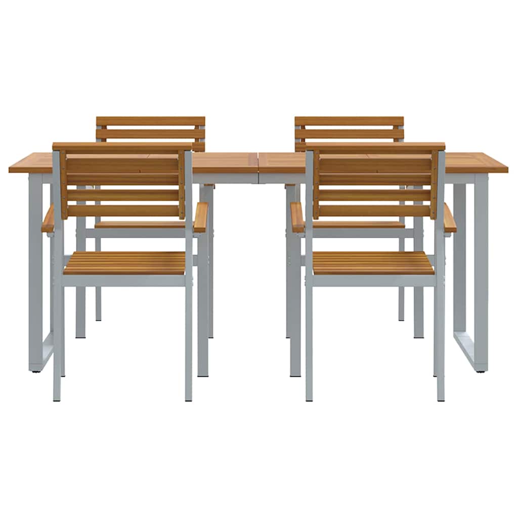 Garten Essgruppe 5 pcs Grau Massivholz Akazie