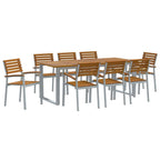 Garten Essgruppe 9 pcs Grau Massivholz Akazie