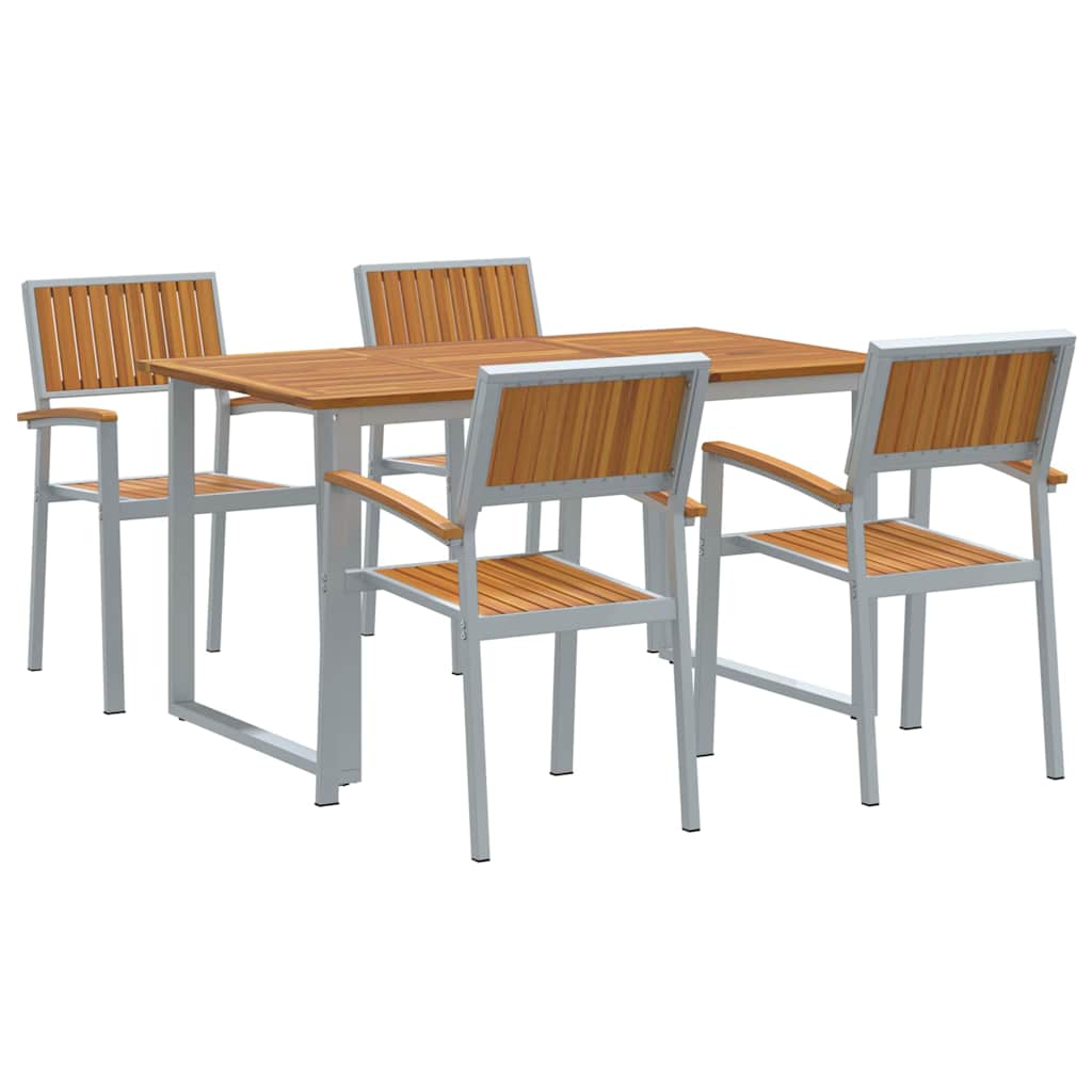 Garten Essgruppe 5 pcs Grau Massivholz Akazie