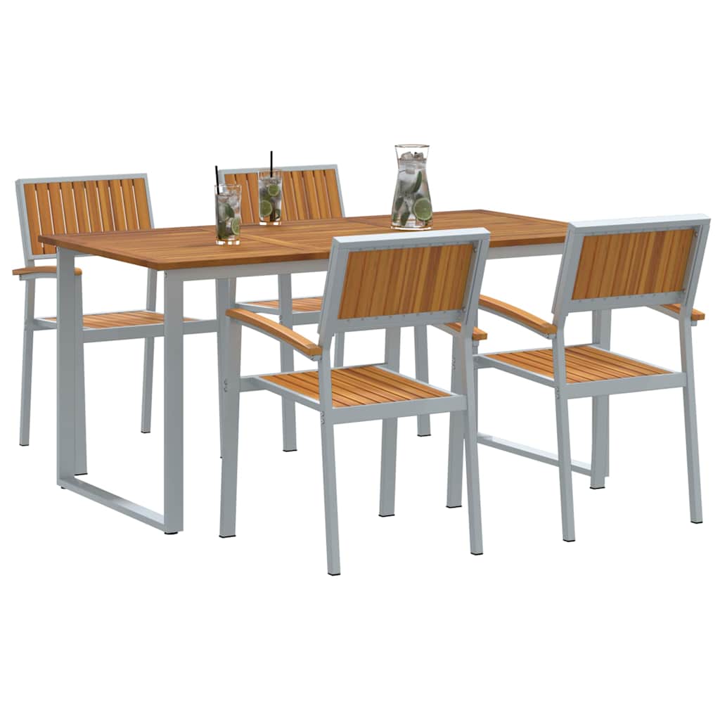 Garten Essgruppe 5 pcs Grau Massivholz Akazie