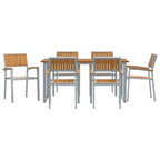 Garten Essgruppe 7 pcs Grau Massivholz Akazie