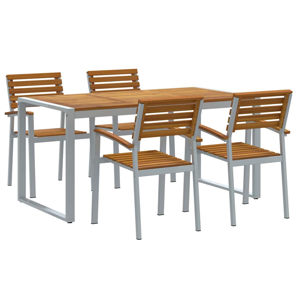 Garten Essgruppe 5 pcs Grau Massivholz Akazie