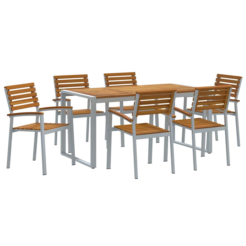 Garten Essgruppe 7 pcs Grau Massivholz Akazie
