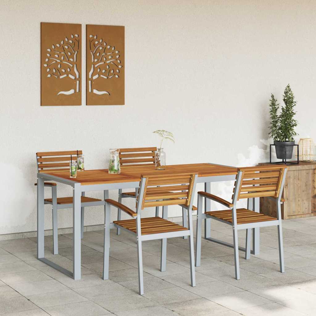 Garten Essgruppe 5 pcs Grau Massivholz Akazie